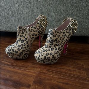 Betsey Johnson Vengeful Leopard Platform Bootie with Studded Bow